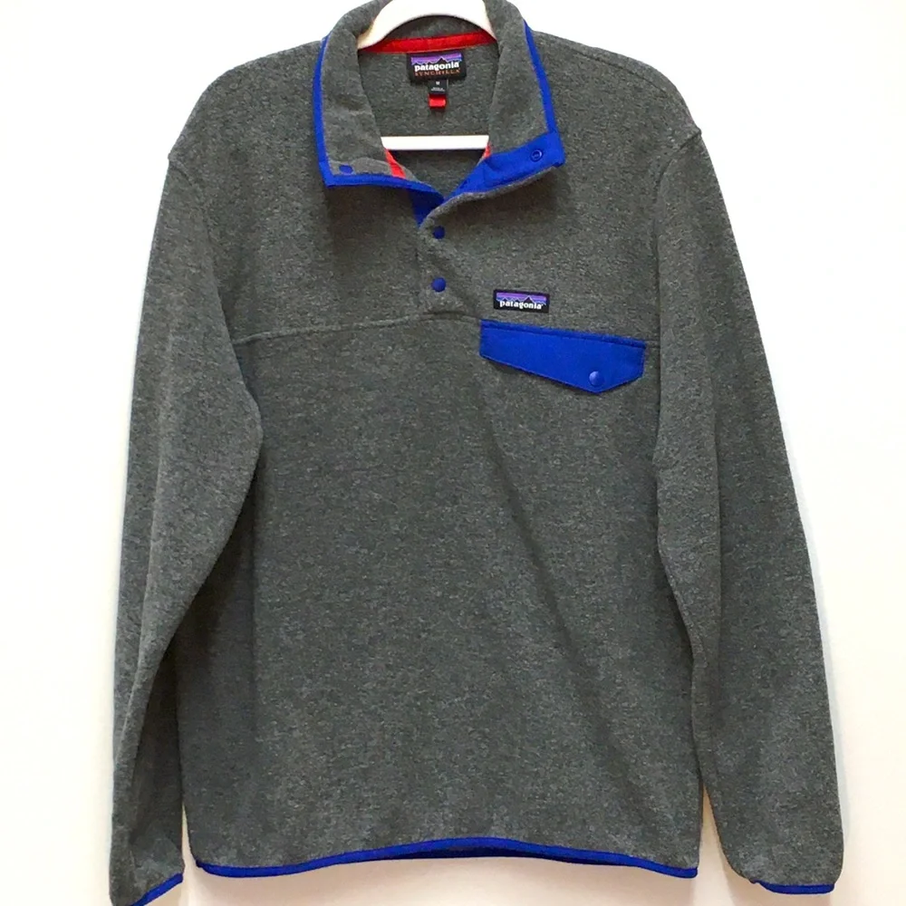 Patagonia Synchilla Fleece Pullover Sweatshirt Men’s Medium Nickel Clement Blue